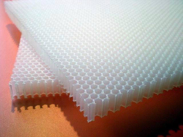 A new thermoplastic honeycomb sandwich panel is developed A new thermoplastic honeycomb sandwich panel is developed